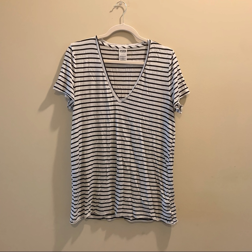 PINK by VS Striped V-Neck T-shirt